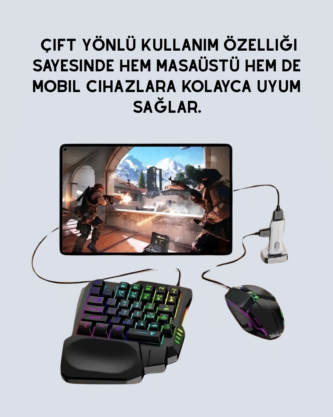 5in1 BT5.3 Mobil Oyun Kiti Klavye Mouse Dönüştürücü Seti