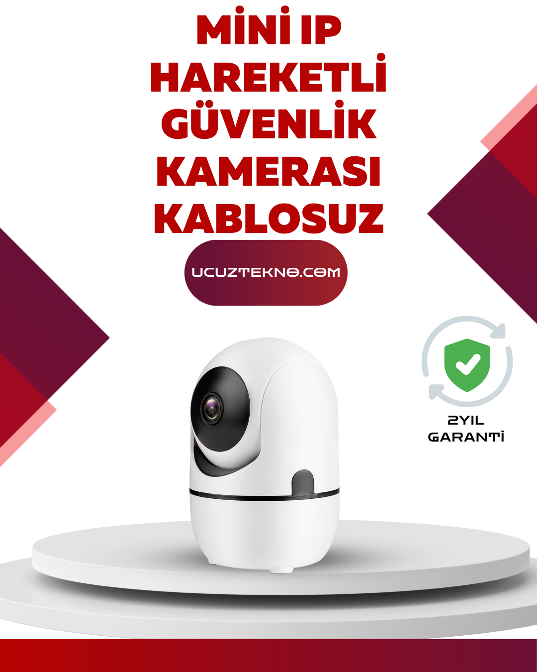 Full HD 1080P Kablosuz Güvenlik Kamerası – Hareket Takip, Gece Görüşü ve İki Yönlü Ses Özellikli