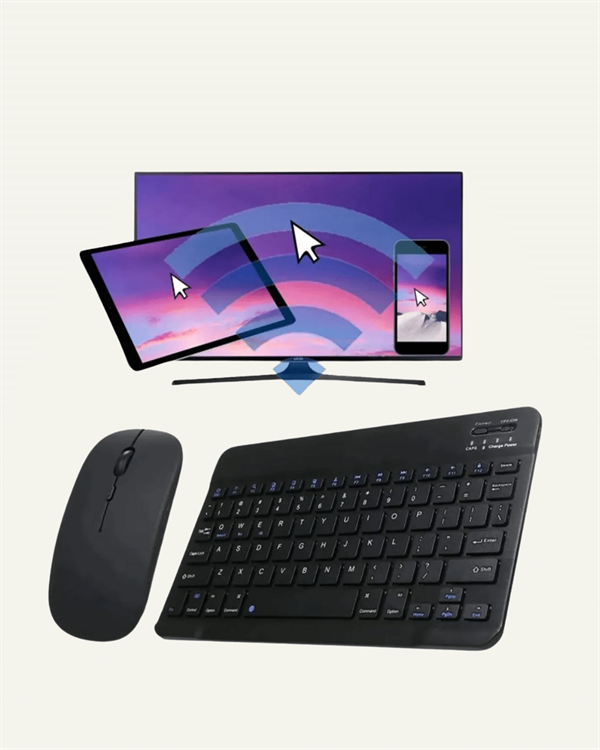 Bluetooth 5.3 Destekli Şarjlı Taşınabilir Klavye + Mouse Kombinasyonu