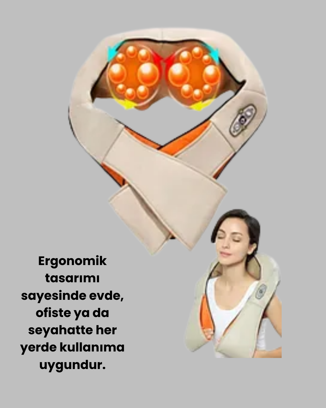 Ovmalı Isıtmalı Masaj Aleti Boyun Omuz Bel ve Ayak İçin Rahatlatıcı Etki