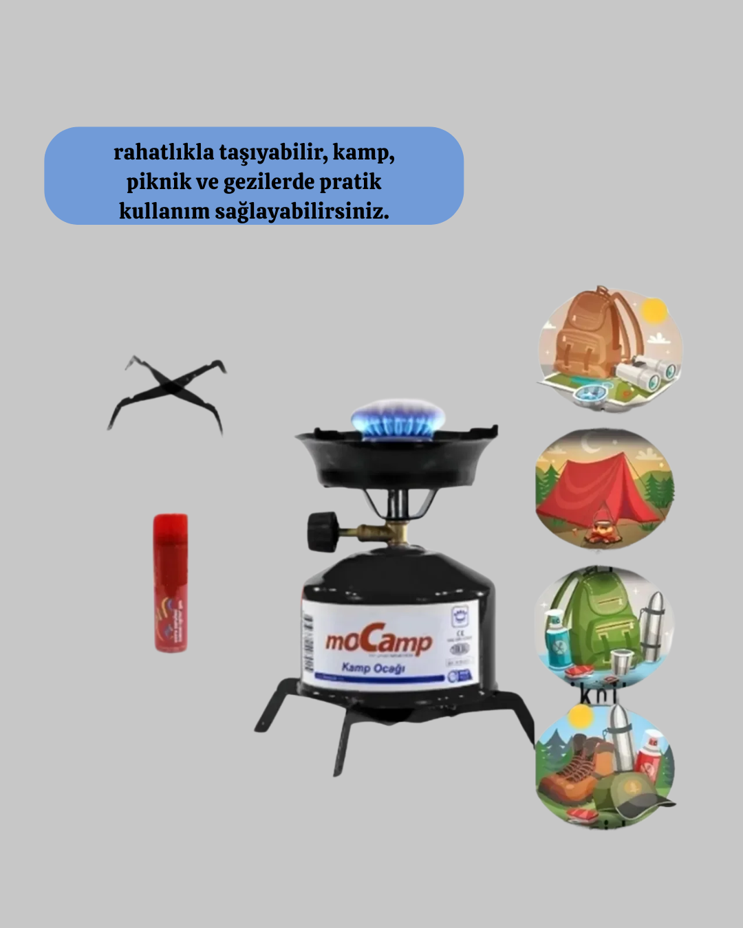Taşınabilir Metal Gövdeli Kamp Ocağı Seti