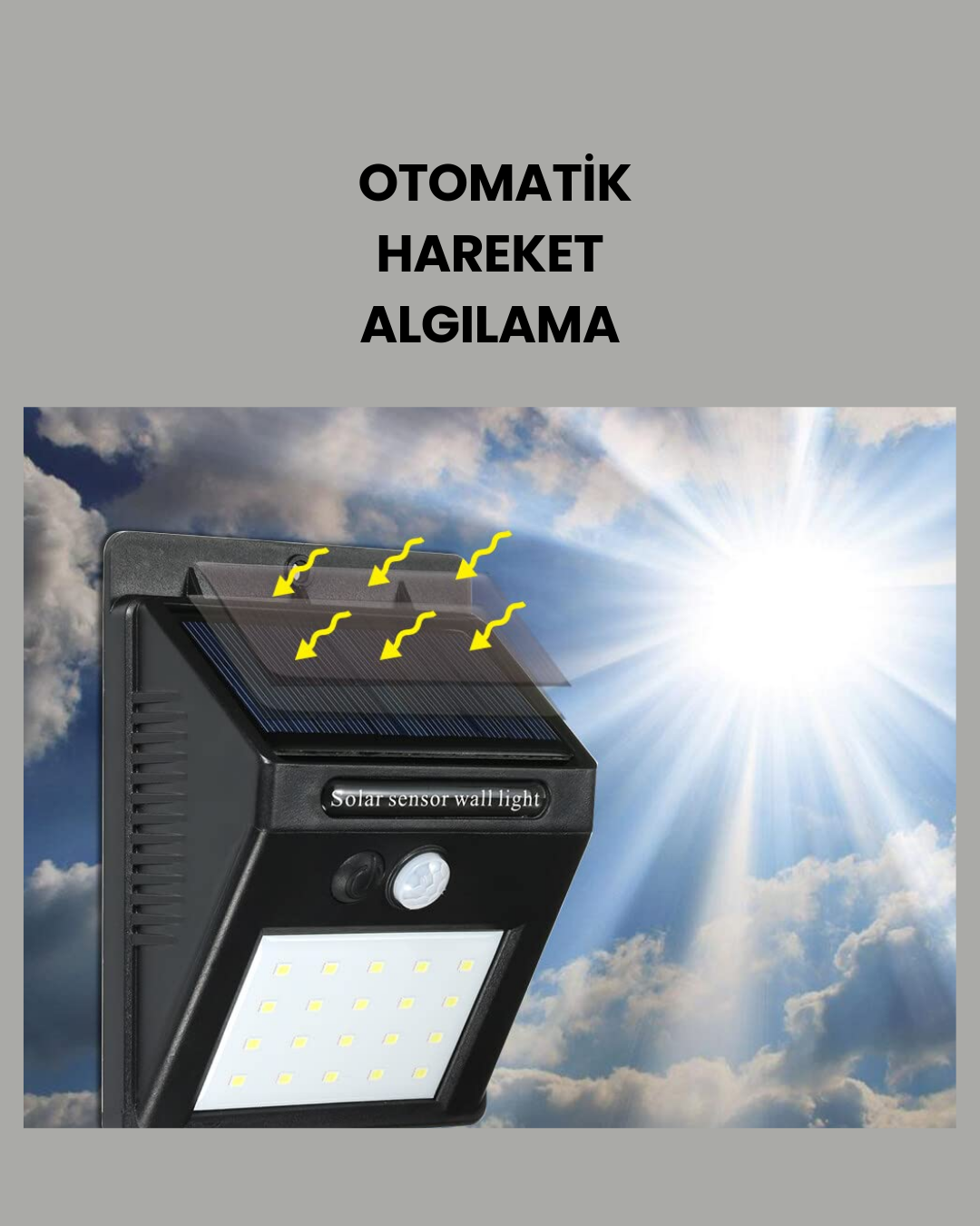 Bahçe ve Dış Mekanlar İçin Güneş Enerjili 20 LED Hareket Sensörlü Lamba Yeni Nesil