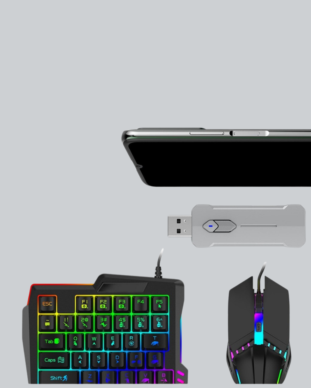 Mobil Oyuncu Aksesuar Seti | Kablosuz Düşük Gecikmeli Klavye & Mouse