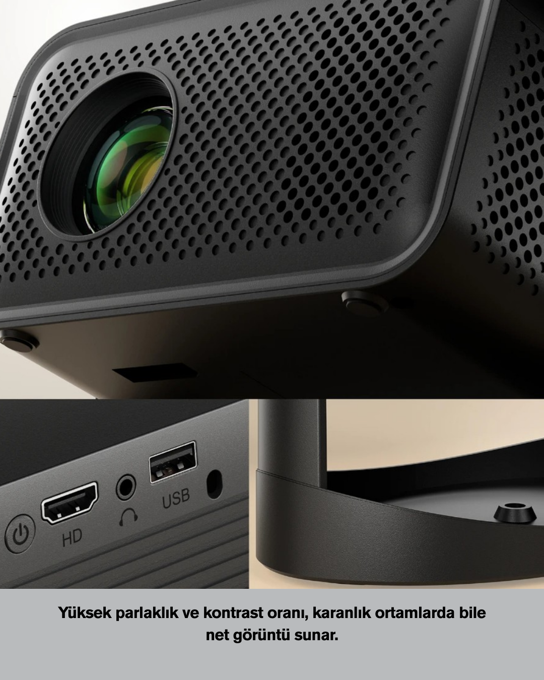 Android TV 11 İşletim Sistemli Elektrikli Odaklama Projektör