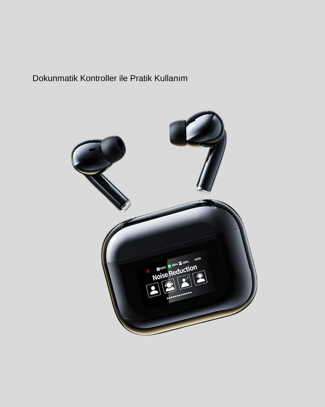 ANC Teknolojili Kablosuz Bluetooth Kulaklık – Dokunmatik, Dijital Göstergeli, Yüksek Ses Kalitesi