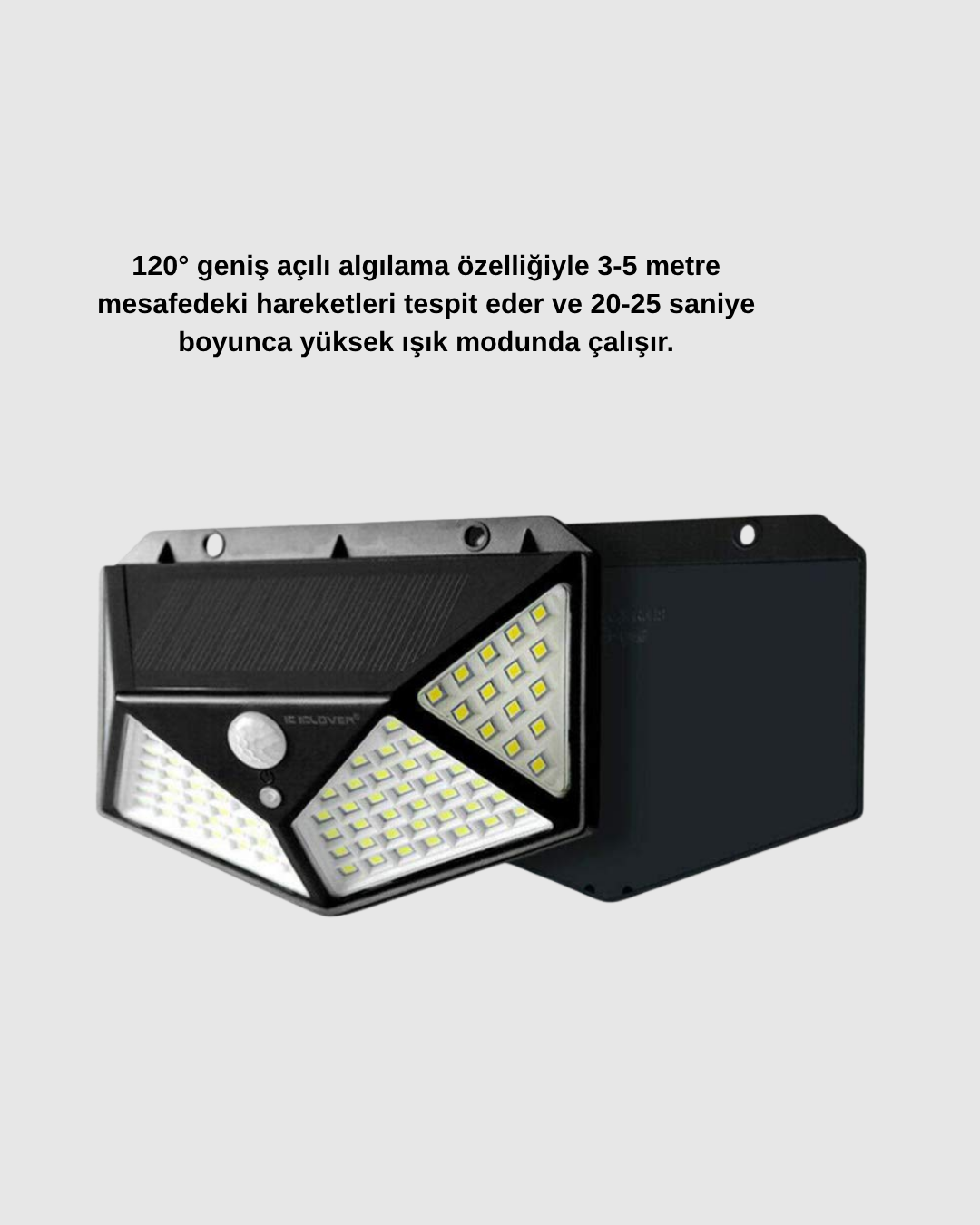 Güneş Enerjili 100 LED Dış Mekan Lamba Hareket Sensörlü, Uzun Süreli Şarj Solar Aydınlatma