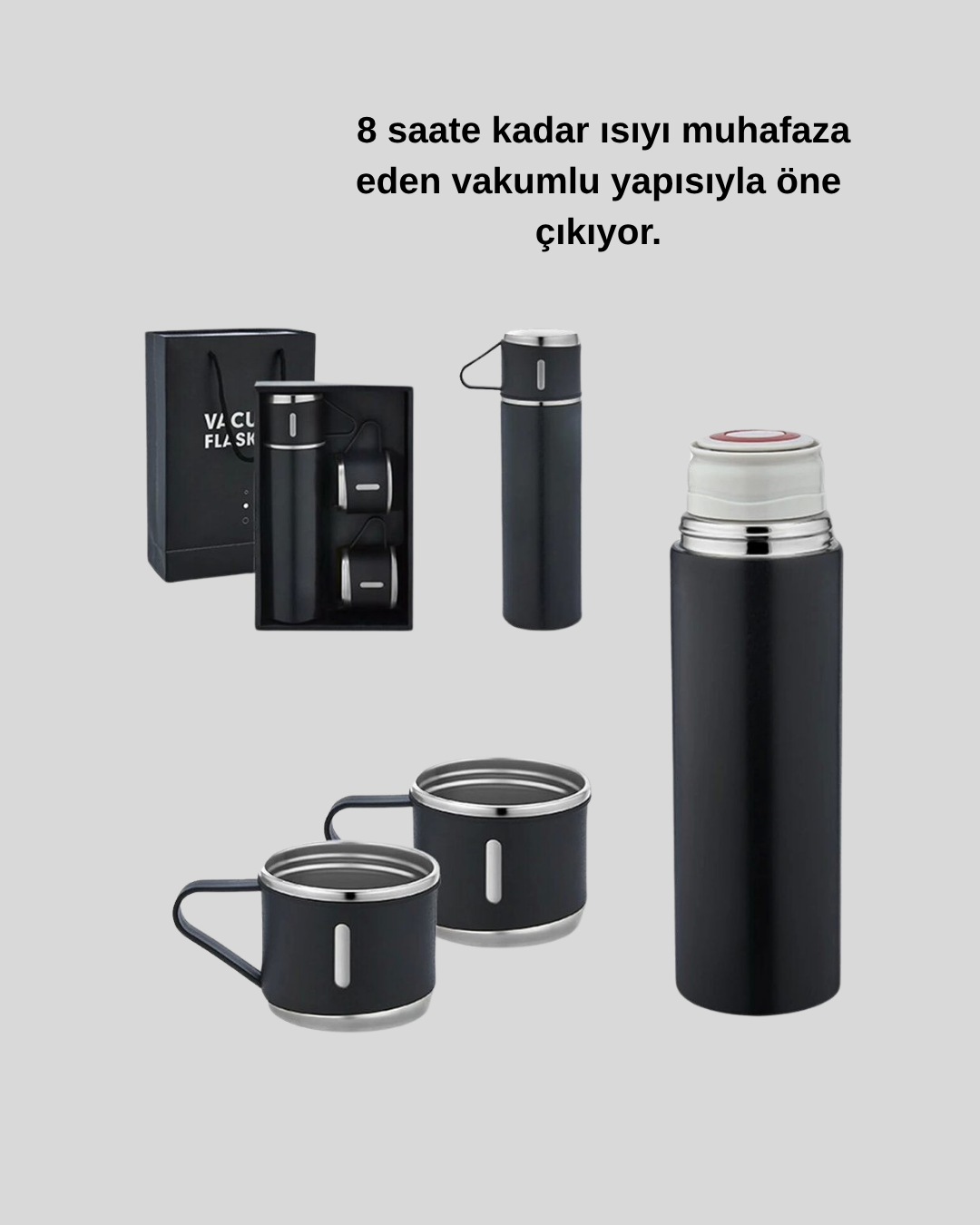 500 ml Vakumlu Termos – Çift Kat Paslanmaz Çelik, Sızdırmaz Kapağıyla Sıcak ve Soğuk İçeceklere Özel