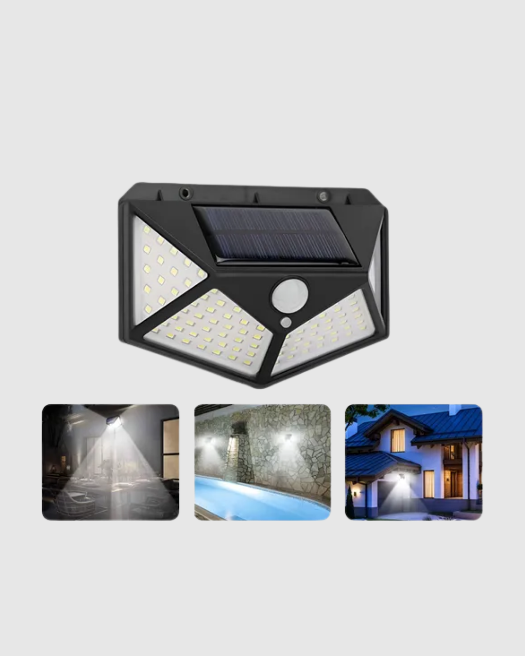 Güneş Enerjili 100 LED Dış Mekan Lamba Hareket Sensörlü, Uzun Süreli Şarj Solar Aydınlatma