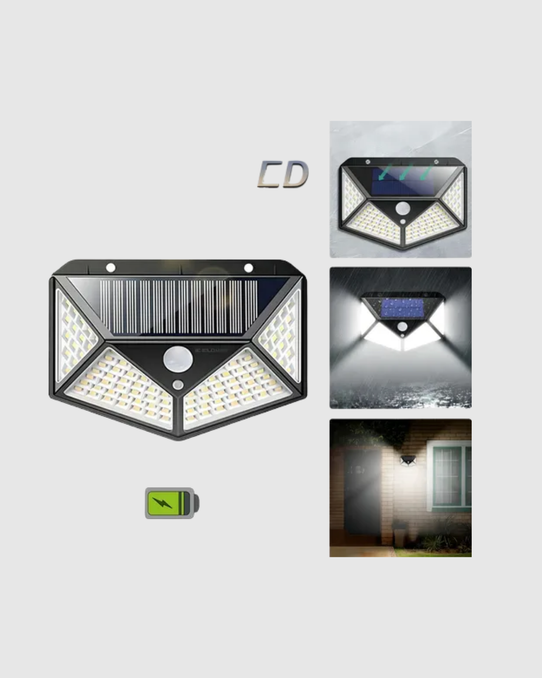 Güneş Enerjili 100 LED Dış Mekan Lamba Hareket Sensörlü, Uzun Süreli Şarj Solar Aydınlatma