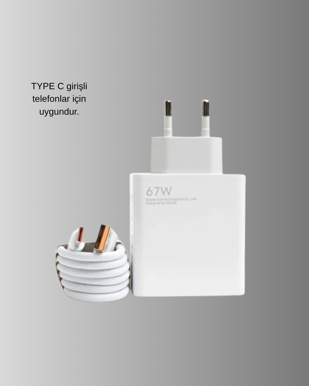 67W Süper Hızlı Şarj Adaptörü ve Kablo Seti – Güvenli, Kompakt ve Ergonomik Tasarım