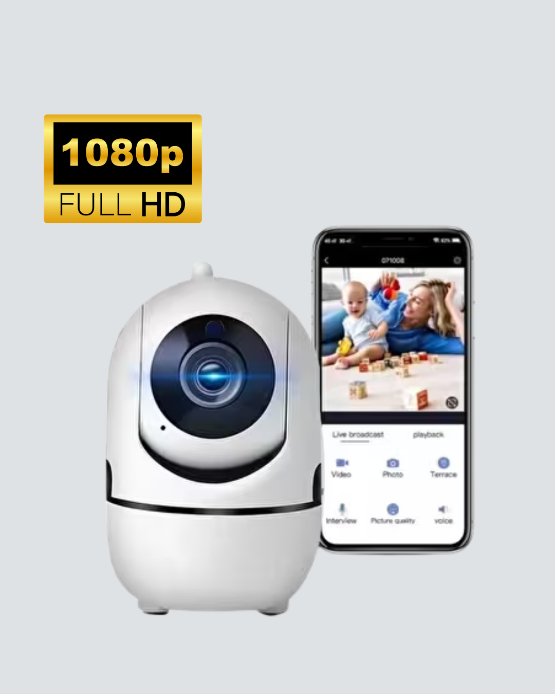 Akıllı Kontrol ve Hareket Takipli 1080P Kablosuz Güvenlik Kamerası – Gece Görüşlü ve İki Yönlü Sesli