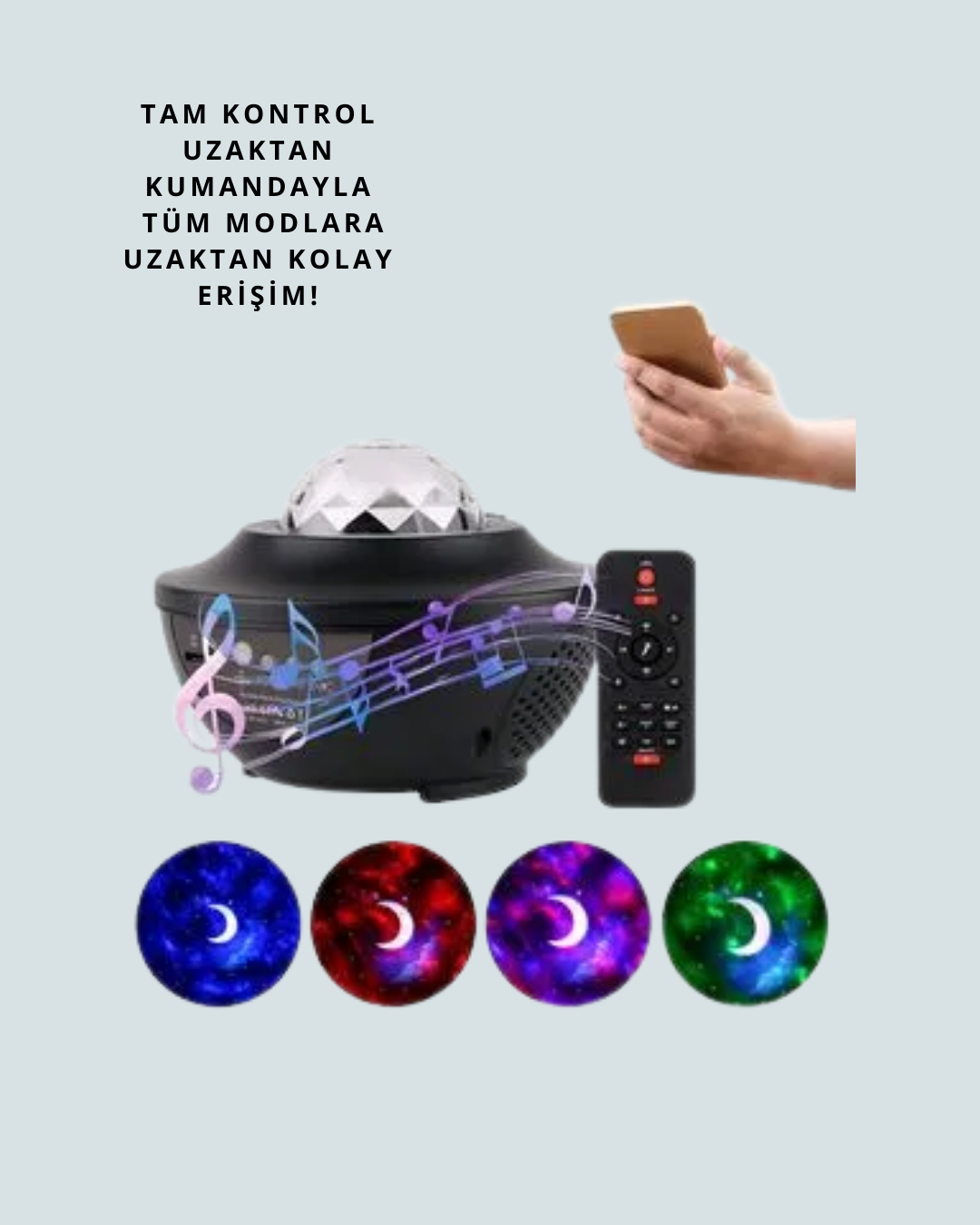 Bluetooth & USB Müzik Çalar Gece Lambası – 50 m² Kapsama, Uzaktan Kumanda