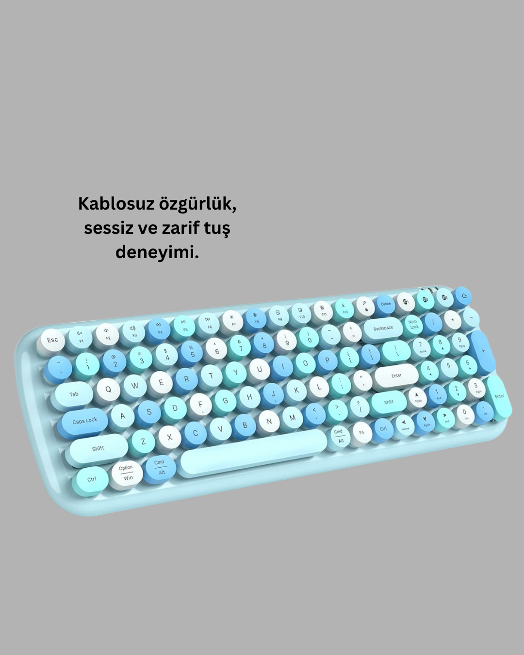 Retro Daktilo Stilli Kablosuz Klavye Mouse Seti – Sessiz ve Şık