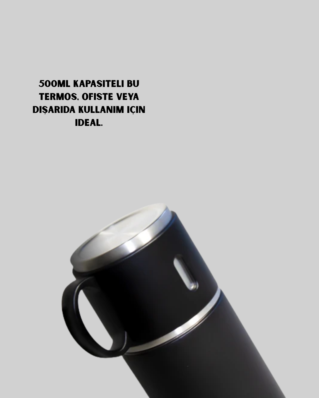 304 Çelik Termos Seti | 2 Bardaklı, 500 ml, Uzun Süre Isı Koruma