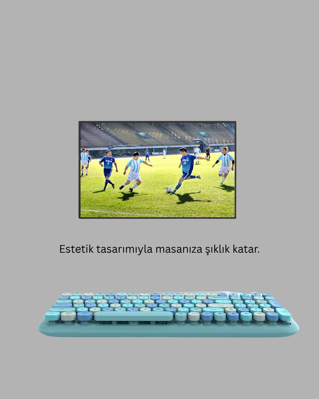 Retro Daktilo Stilli Kablosuz Klavye Mouse Seti – Sessiz ve Şık