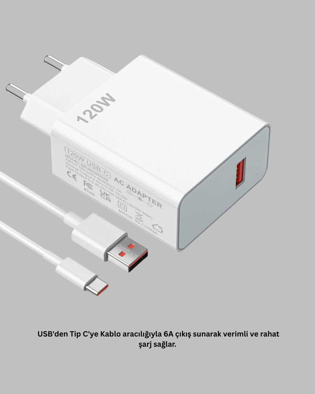 120 Watt Type C Şarj Başlığı Poco X3 X4 X5 Pro Uyumlu