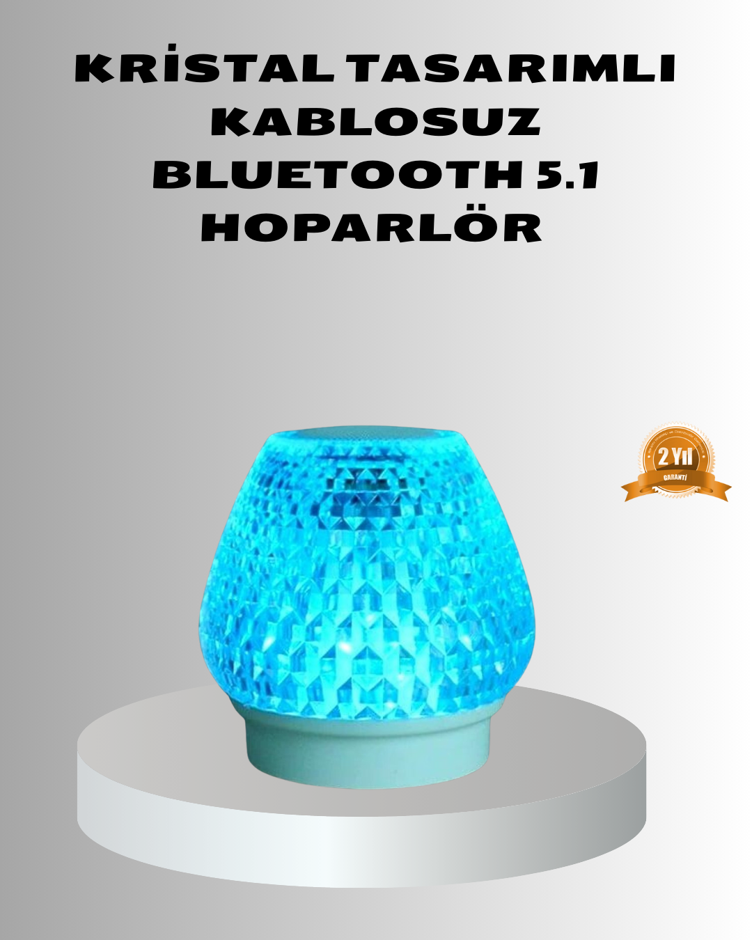 Mini LED Işıklı Bluetooth Hoparlör 5W Kristal Desenli 1200 mAh Şarjlı