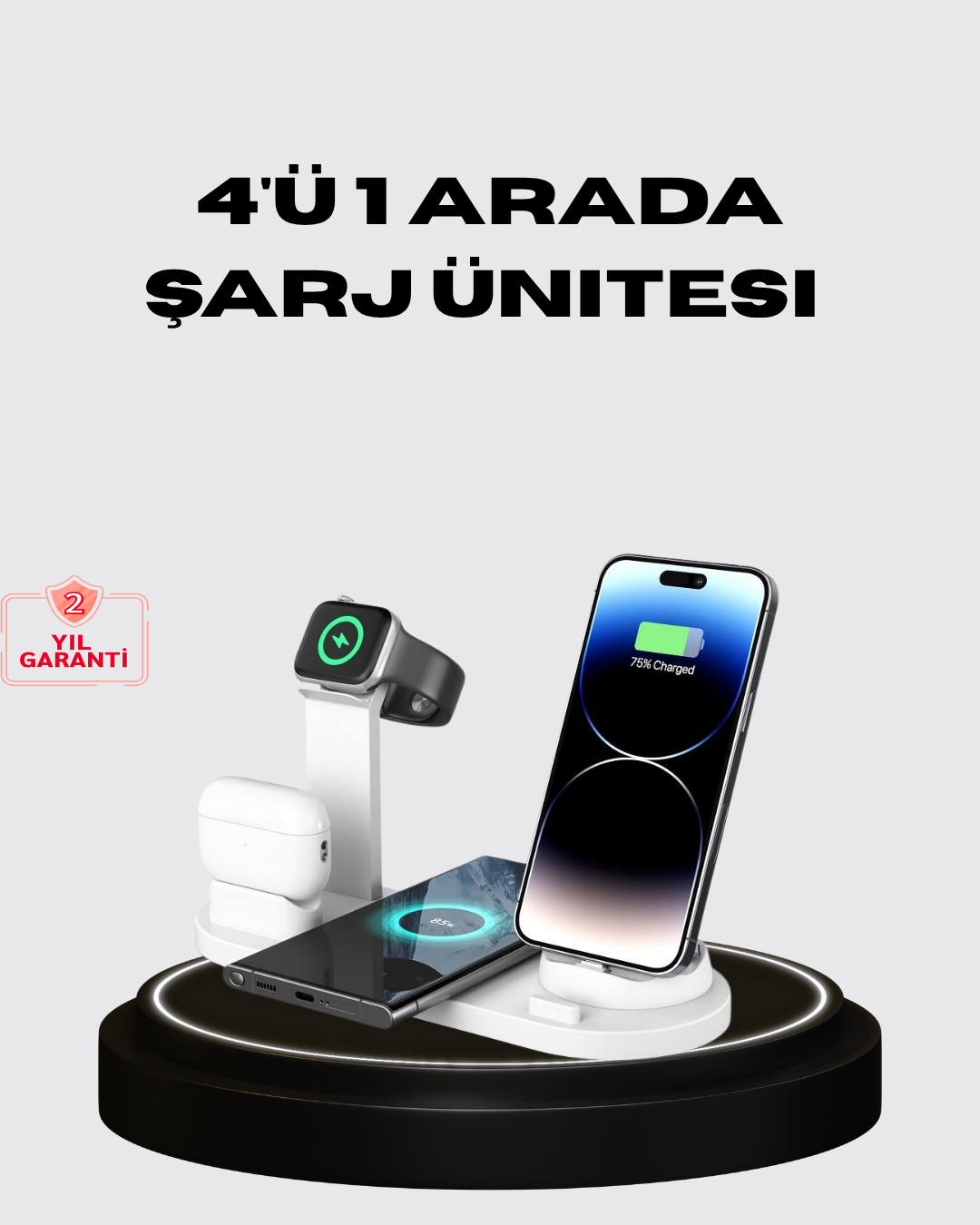 Kablosuz Şarj İstasyonu 4 Cihaz Destekli ve Hızlı Şarjlı