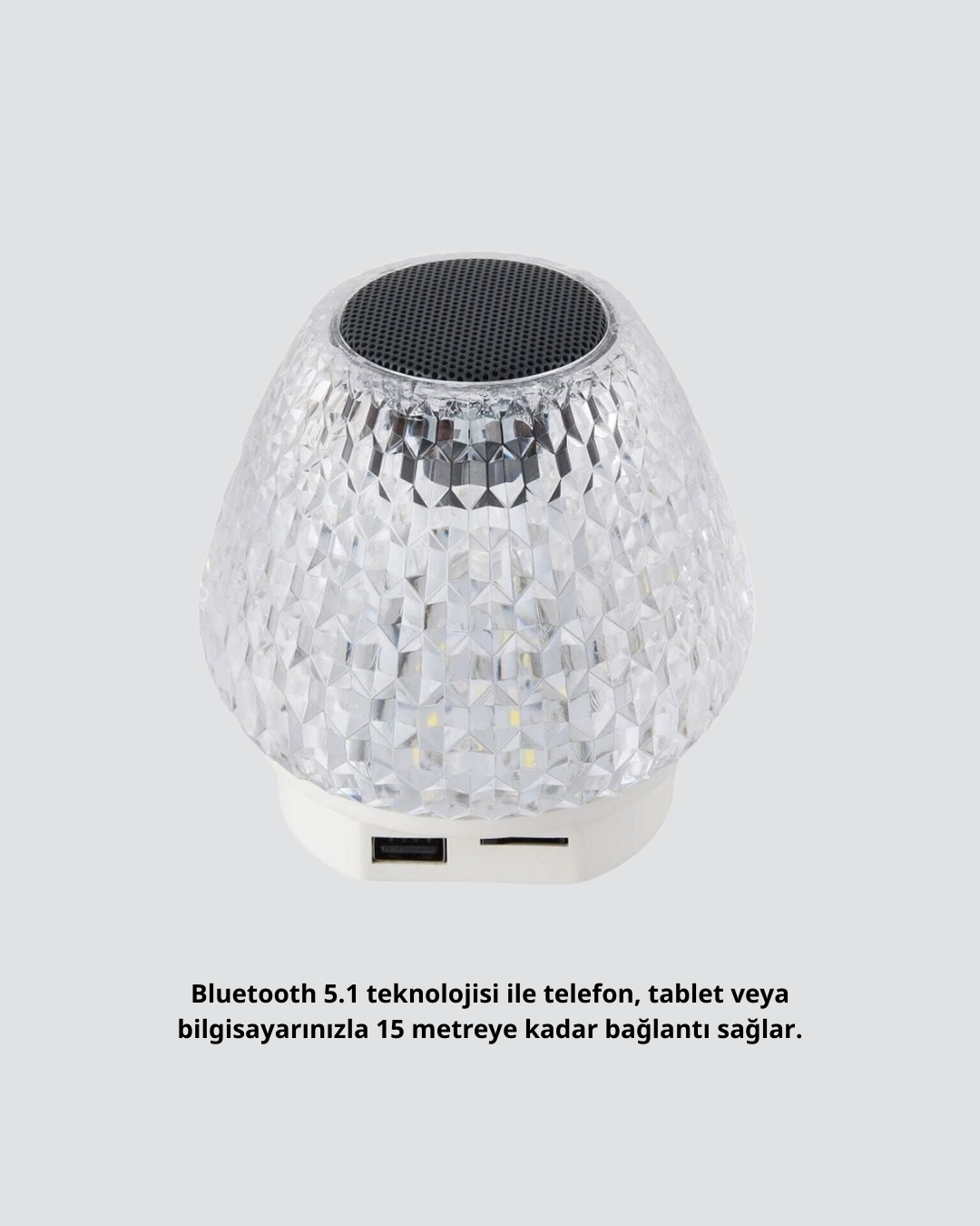 Kristal Desenli LED Işıklı Bluetooth Hoparlör 5W 1200 mAh Taşınabilir