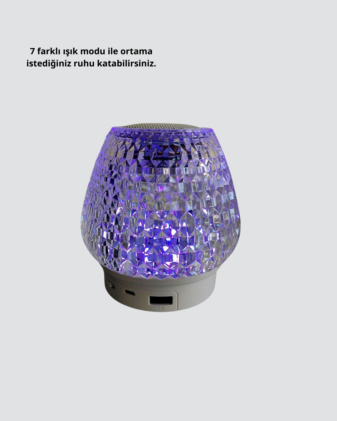 Kristal Desenli LED Işıklı Bluetooth Hoparlör 5W 1200 mAh Taşınabilir