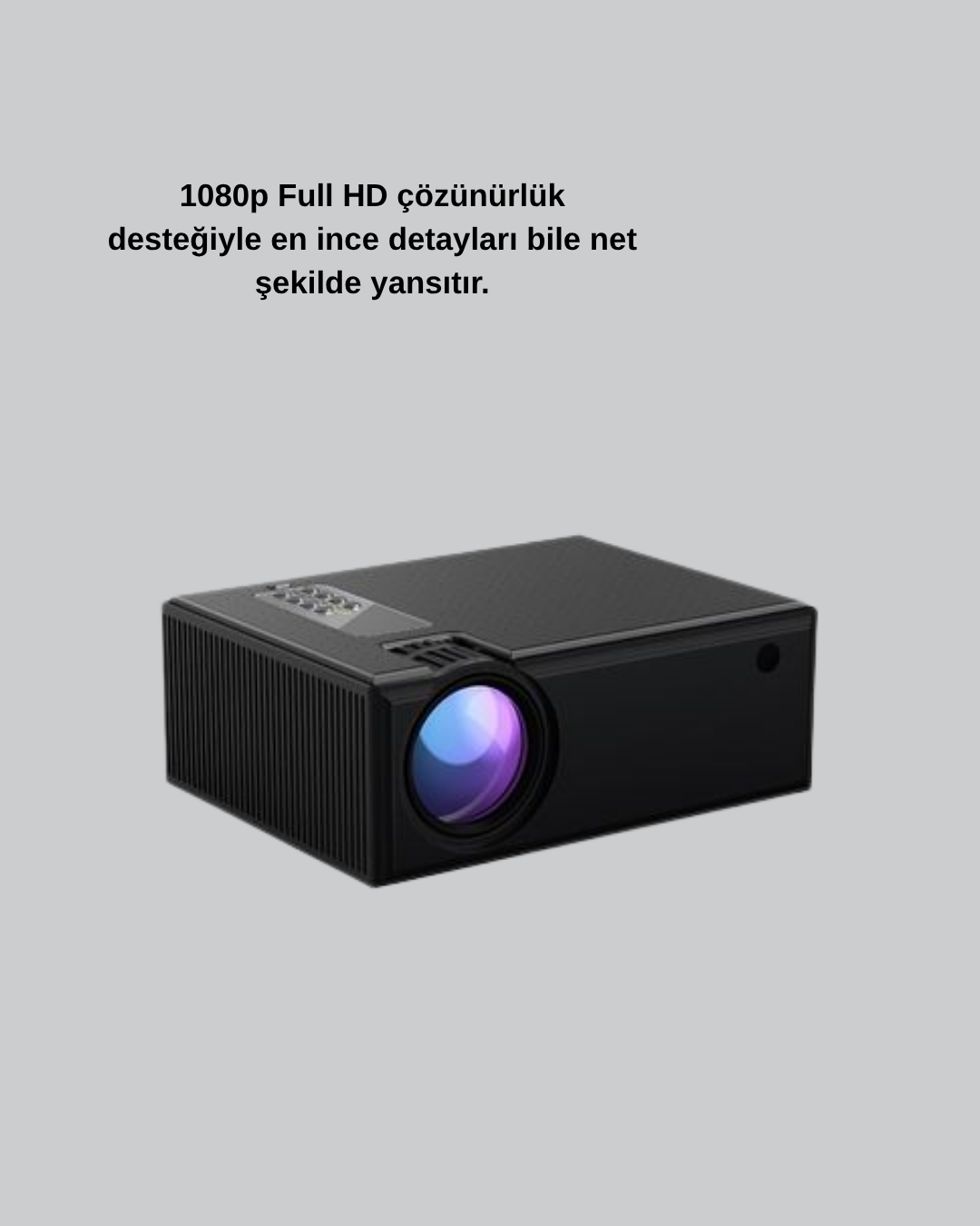 1080p Full HD Taşınabilir Projeksiyon Cihazı LED Işıklı Uzaktan Kumandalı