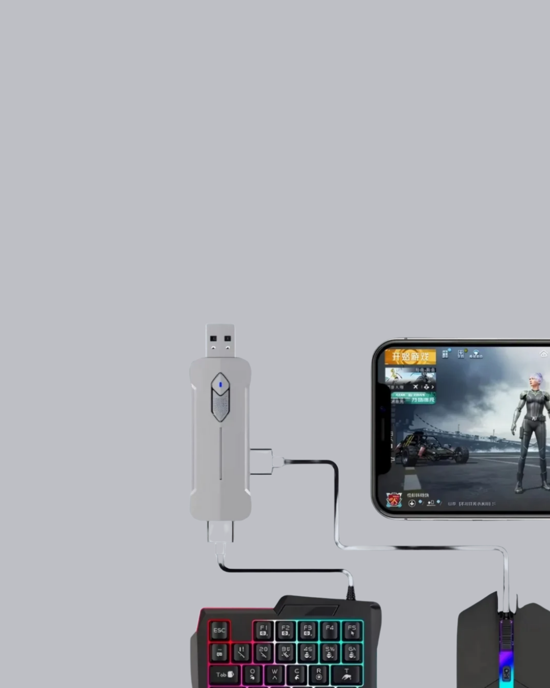 Mobil Gaming Set Klavye + Mouse + Dönüştürücü 5’li Paket Yüksek DPI Bluetooth