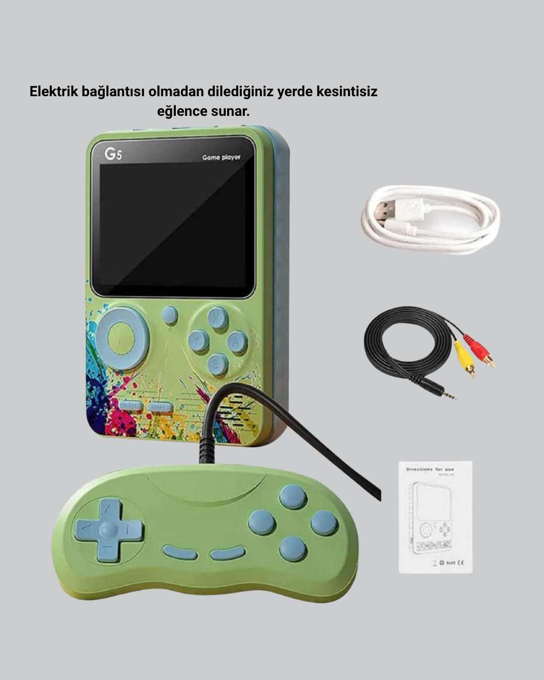 G5 Taşınabilir Retro Game Box 500 Oyunlu Şarjlı Mini Oyun Konsolu