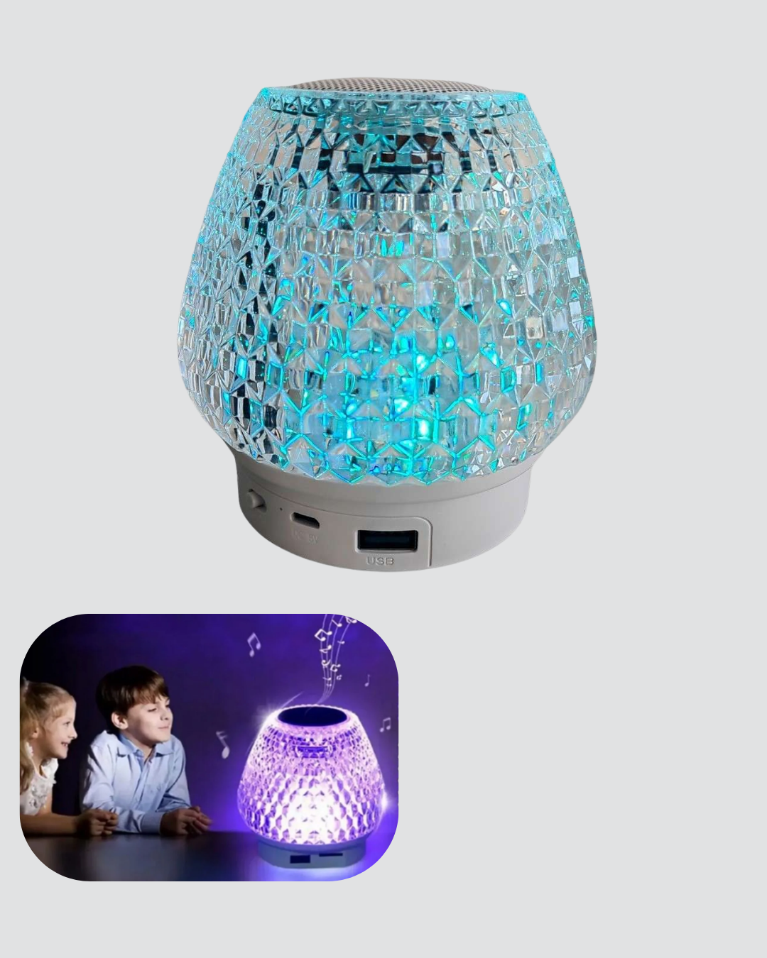 Kristal Desenli LED Işıklı Bluetooth Hoparlör 5W 1200 mAh Taşınabilir