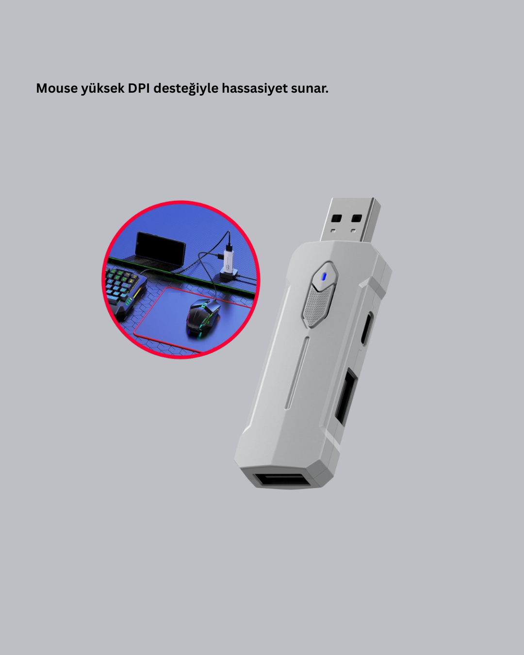 Mobil Gaming Set Klavye + Mouse + Dönüştürücü 5’li Paket Yüksek DPI Bluetooth