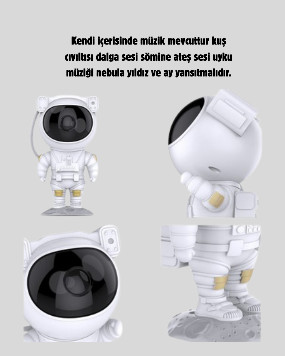 Astronot Projeksiyon Lambası Bluetooth Müzikli ve Uzaktan Kumandalı