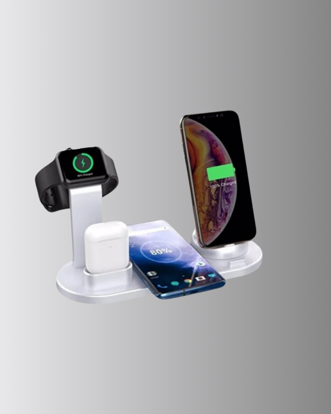 4’lü Kablosuz Şarj Standı iPhone Watch ve AirPods Çoklu Şarjlı