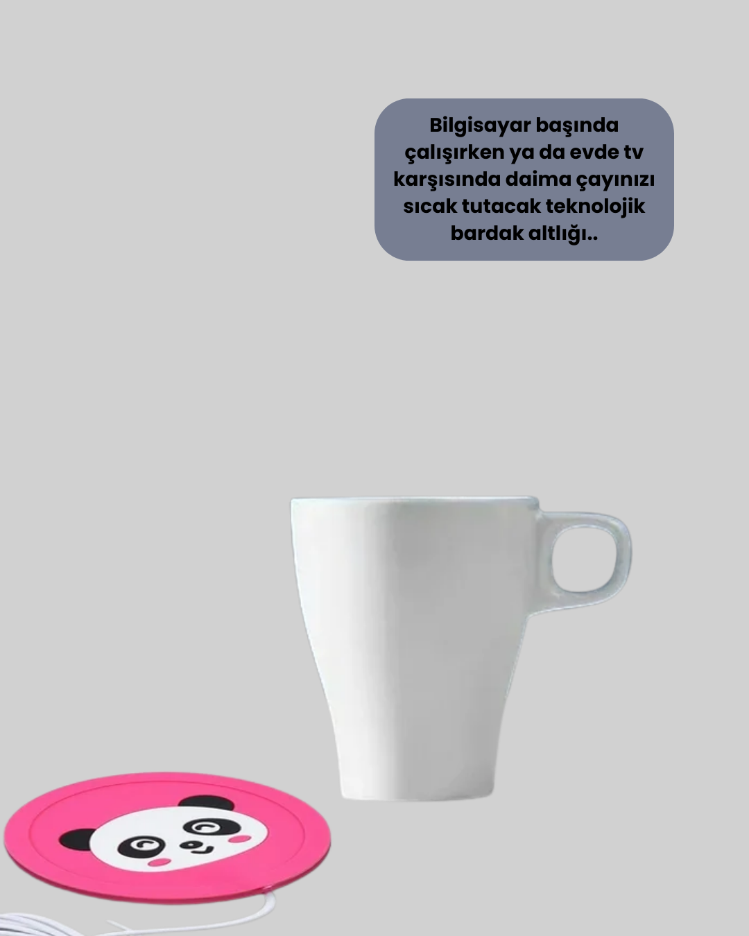 USB Kablolu Silikon Bardak Isıtıcısı Sevimli Hayvan Figürlü 50–60° Sıcak Tutma