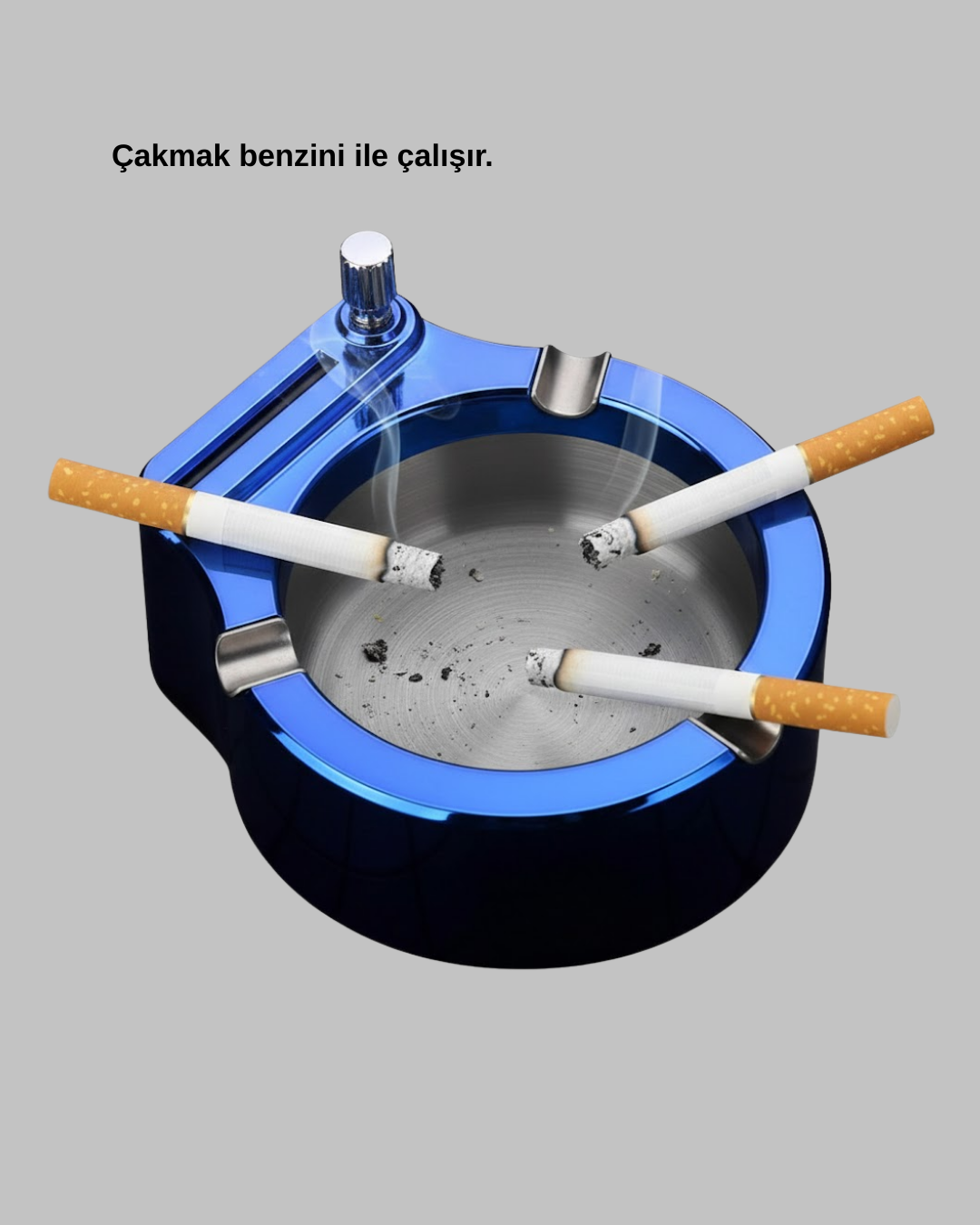 Çakmaklı Küllük Paslanmaz Çelik Şık Masa Aksesuarı Yeni Nesil