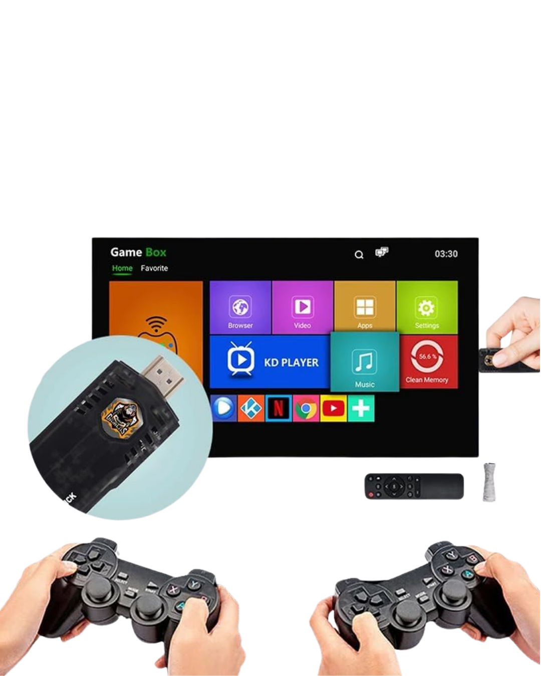 Kablosuz Gamepad Denetleyici Çift Sistem Retro Oyun Konsolu HDMI Uyumlu HD Çıkışlı