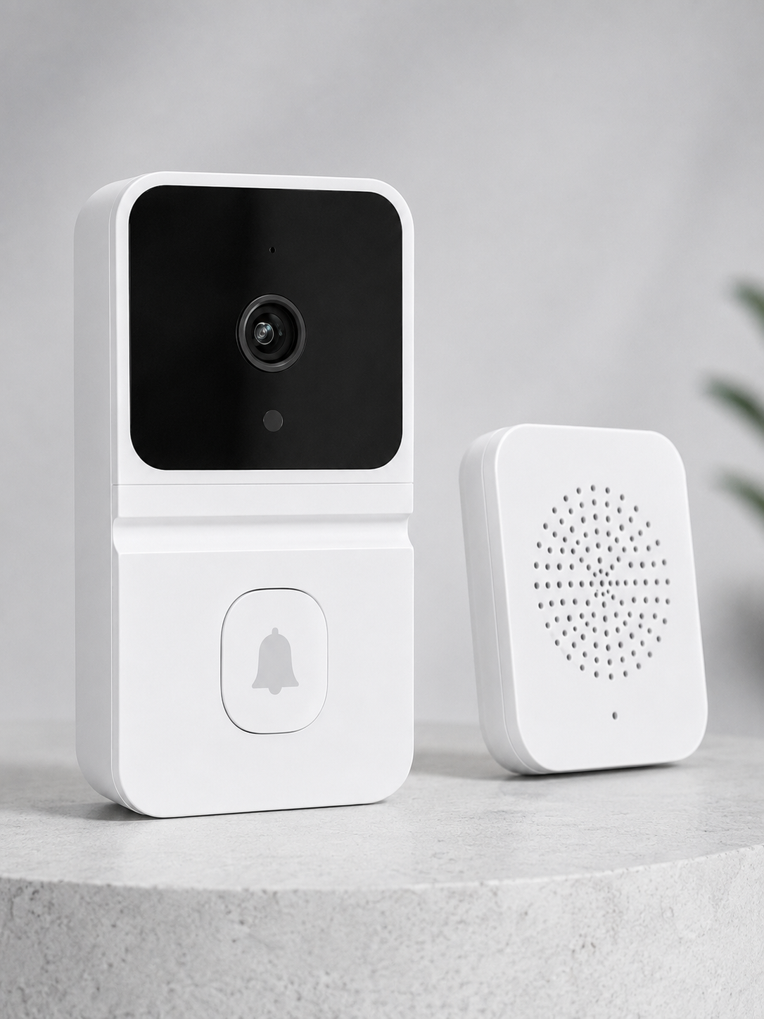 Wi-Fi Beyaz Görüntülü Kapı Zili  HD Kamera, Gece Görüşü ve Çift Yönlü Konuşma Özellikli