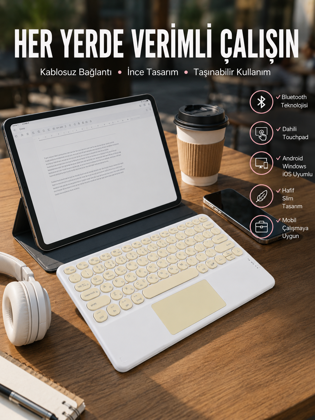 Touchpad Uyumlu Bluetooth Klavye Slim Kablosuz Wifi Q Klavye