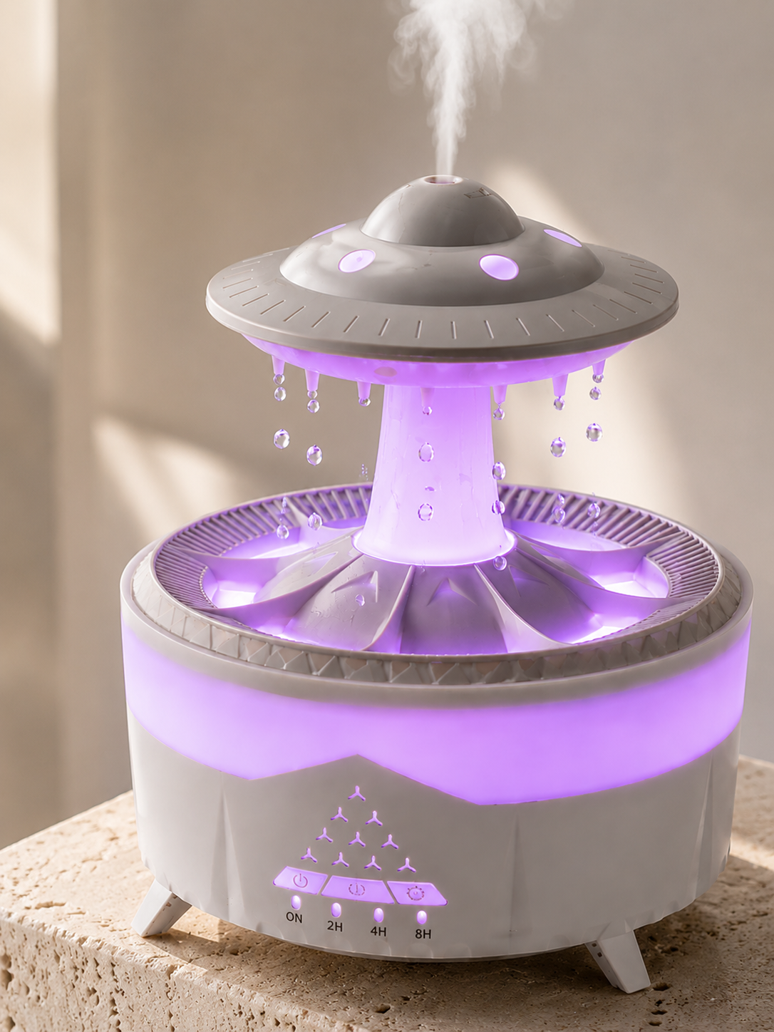 350 ML UFO Tasarımlı Ultrasonik Hava Nemlendirici Yağmur Efektli Gece Lambası