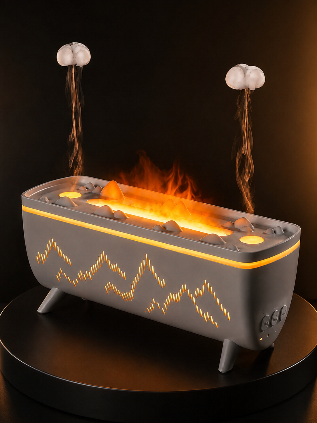 Yağmur Efektli Hava Nemlendirici 280 ML Aromaterapi Difüzörü Alev Modlu Uzaktan Kumandalı