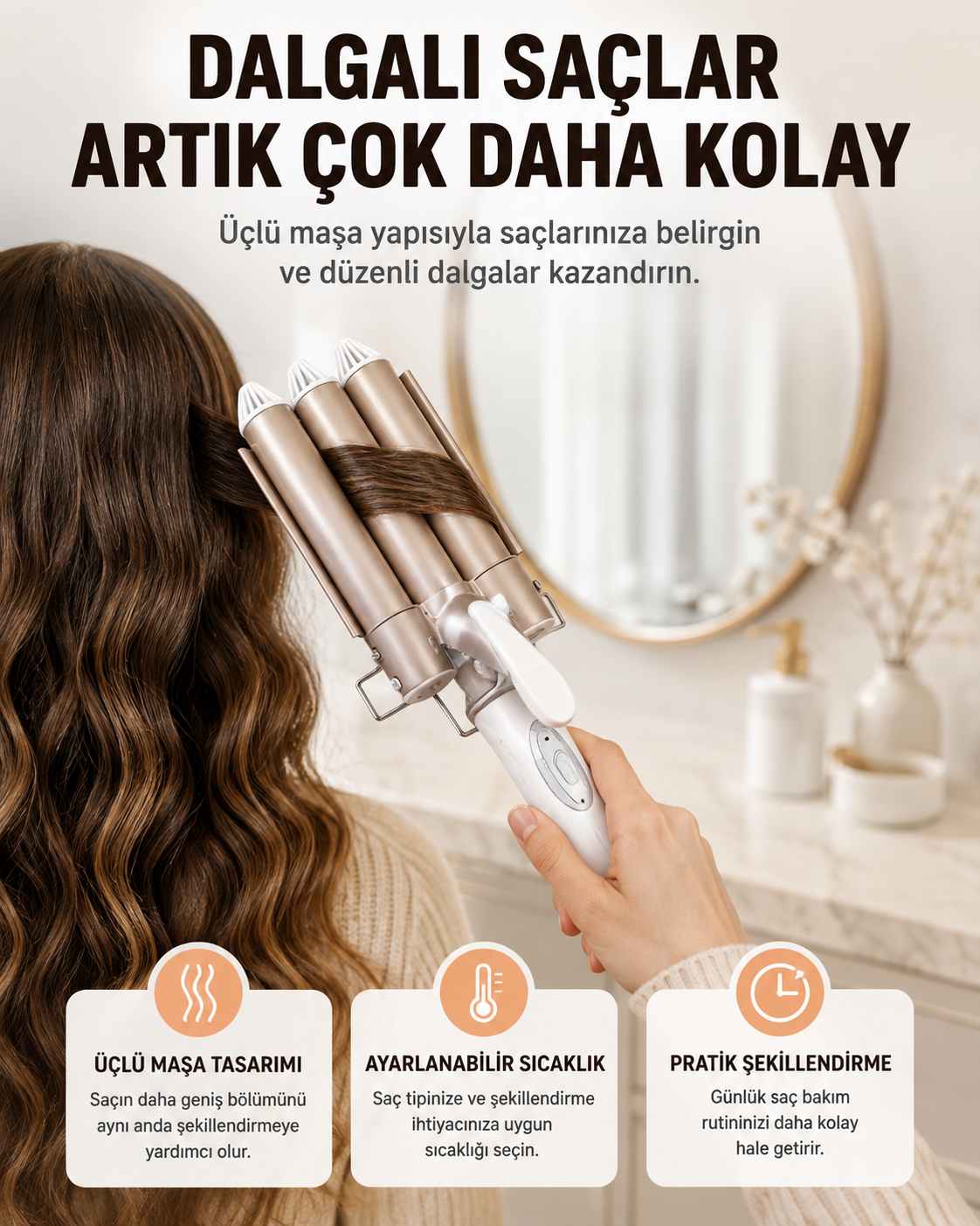 Bukle Saç Maşası – Kolay Kullanım, Sağlıklı Bukleler yüksek ısılı Yeni Nesil