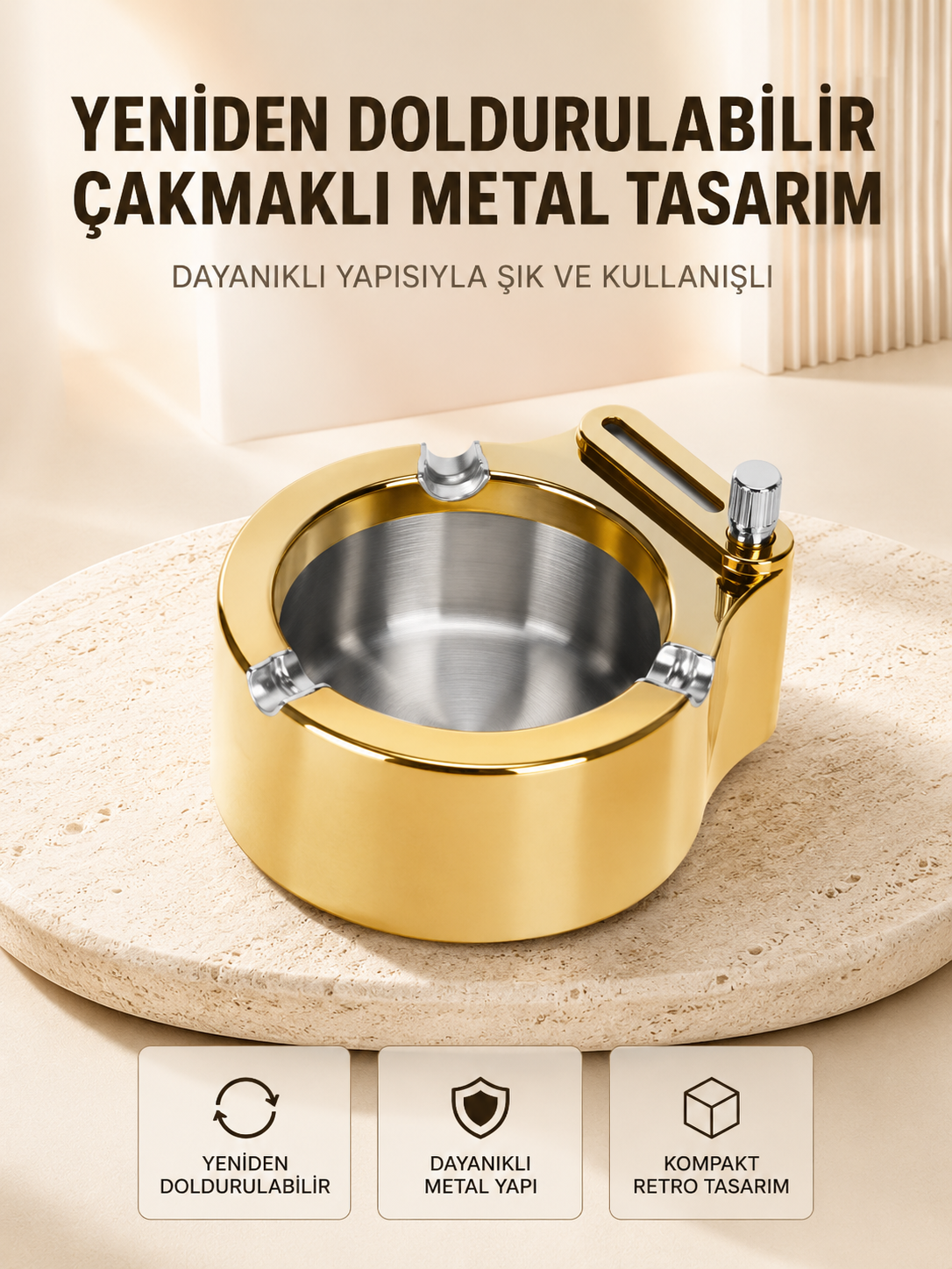 Duman ve Koku Giderici Hava Temizleyici Küllük  2 Katmanlı Filtreli