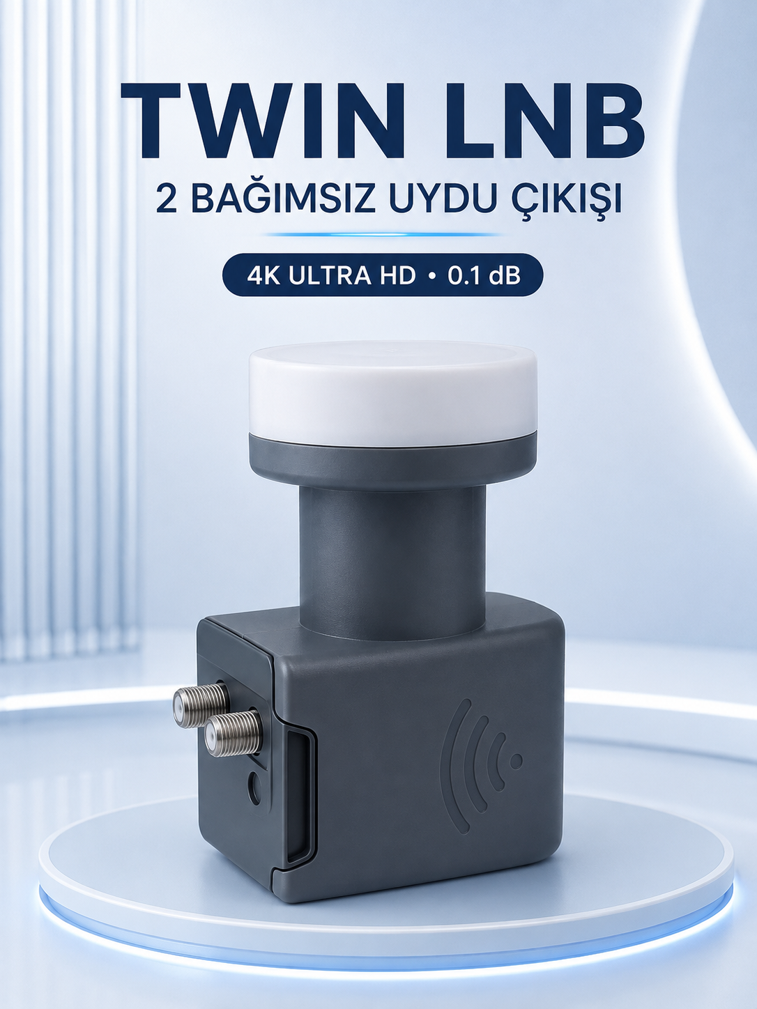 Ku Band Twin LNB Çift Çıkış 4K Ultra HD Destekli 0.1 dB Uydu Anten LNB