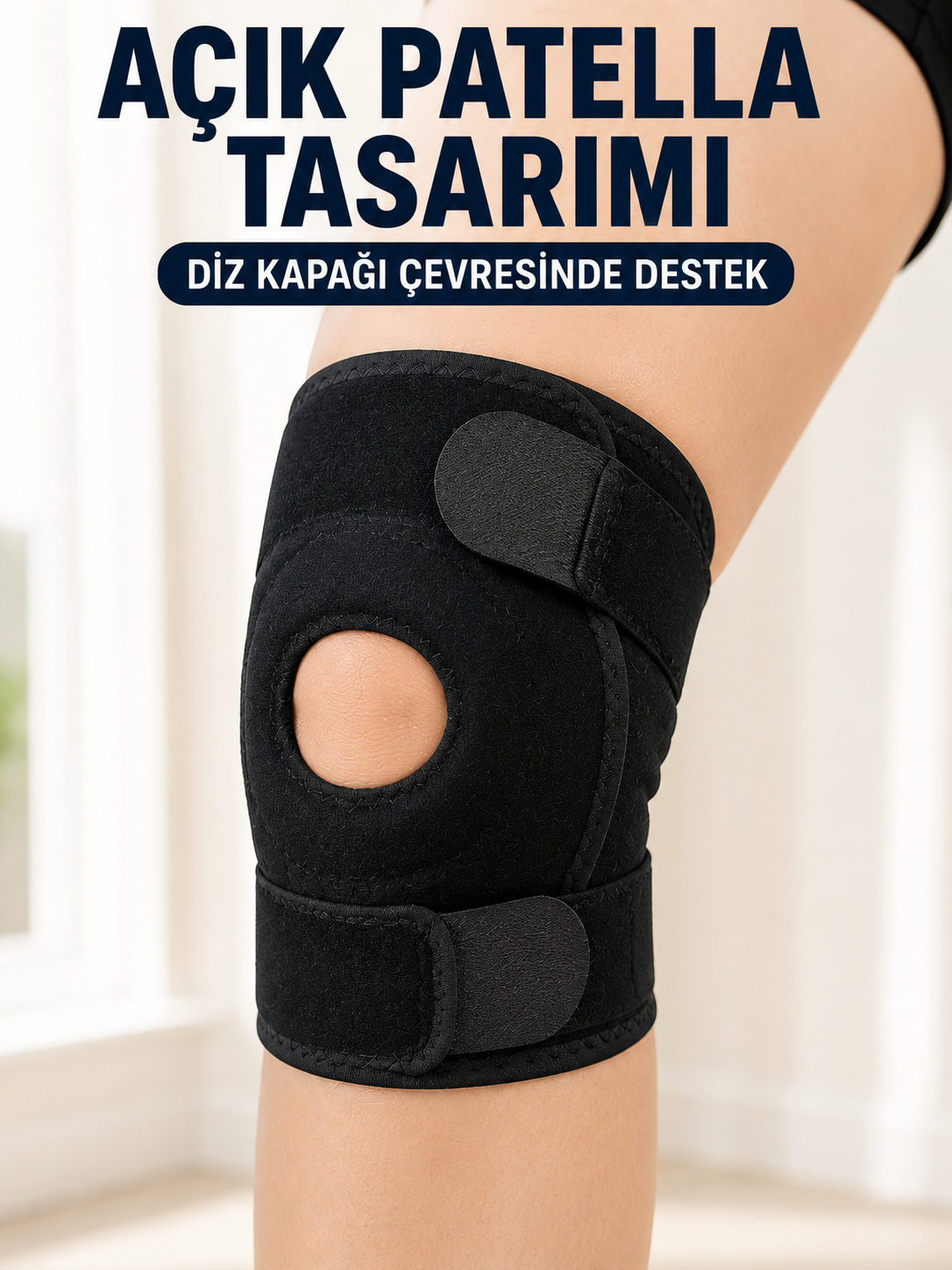 Patella Destekli Kısa Dizlik Ayarlanabilir Bantlı Diz Koruyucu Destek