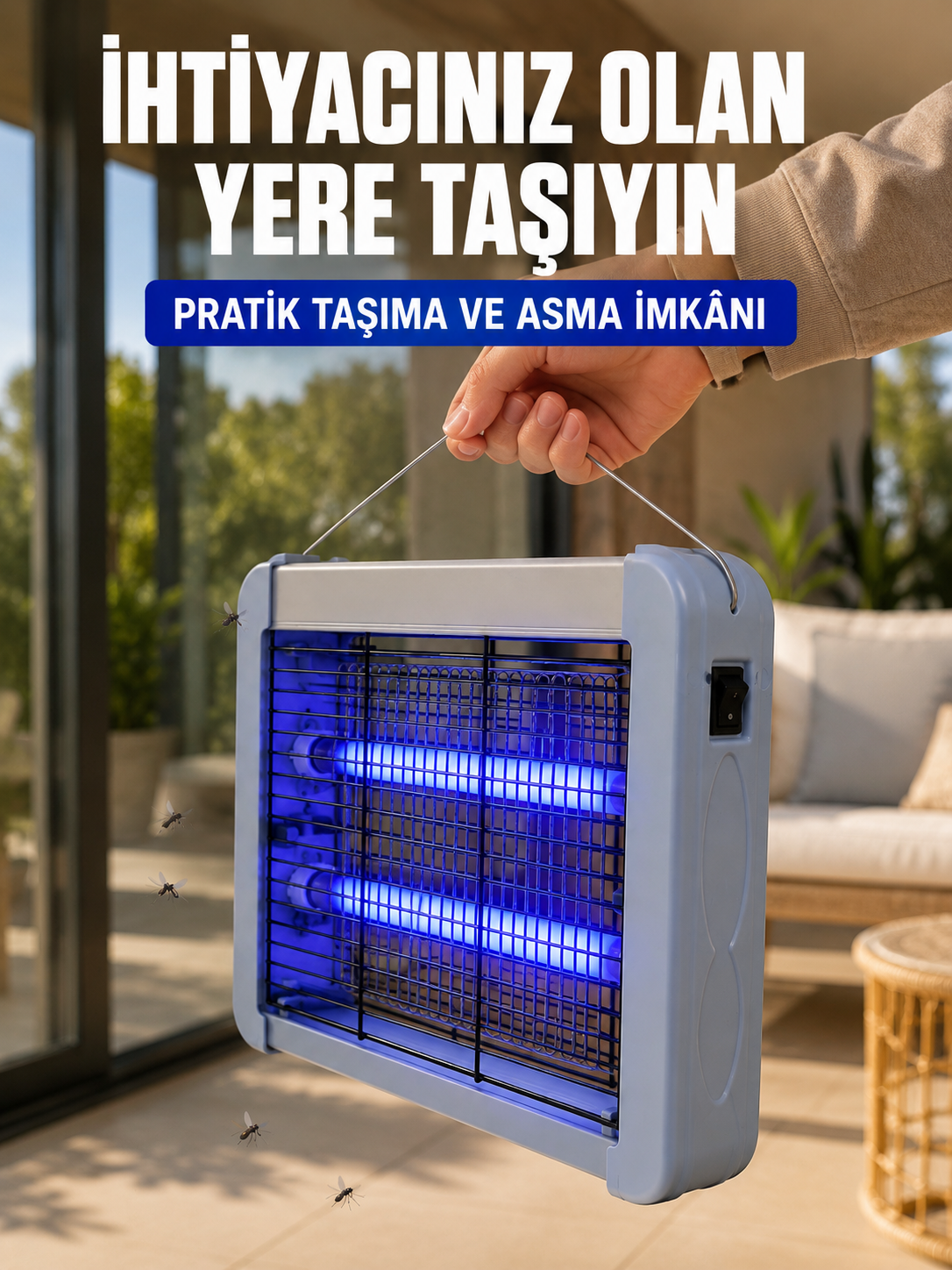 12W Elektrikli Sinek Öldürücü Çift UV Işıklı Asılabilir Böcek Öldürücü Lamba