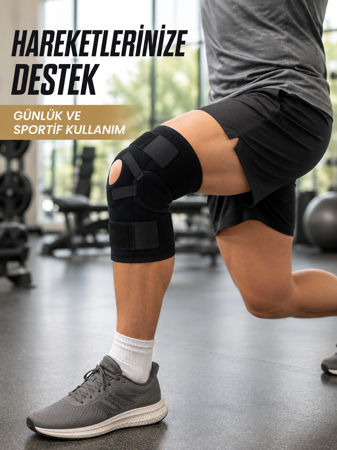 Ligamentli Dizlik Açık Patella Yan Destekli Ayarlanabilir Bantlı Sporcu Dizliği
