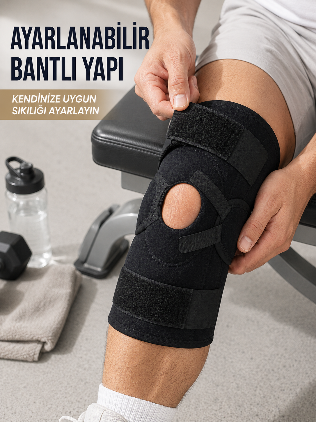 Yan Destekli Ligamentli Dizlik Açık Patella Ayarlanabilir Spor ve Günlük Kullanım
