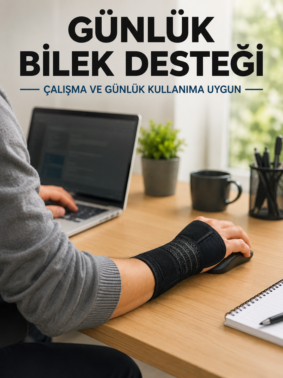 El Bilekliği Avuç İçi Metal Destekli Uzun Ayarlanabilir Bilek Koruyucu