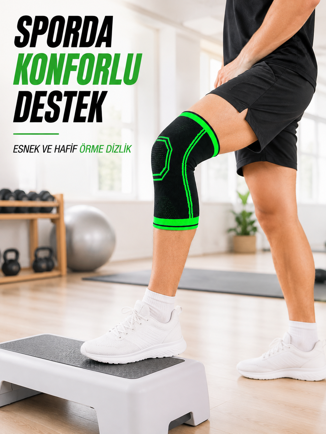 Diz Destekleyici Örme Dizlik Esnek Nefes Alabilen Spor Fitness Yürüyüş Dizliği