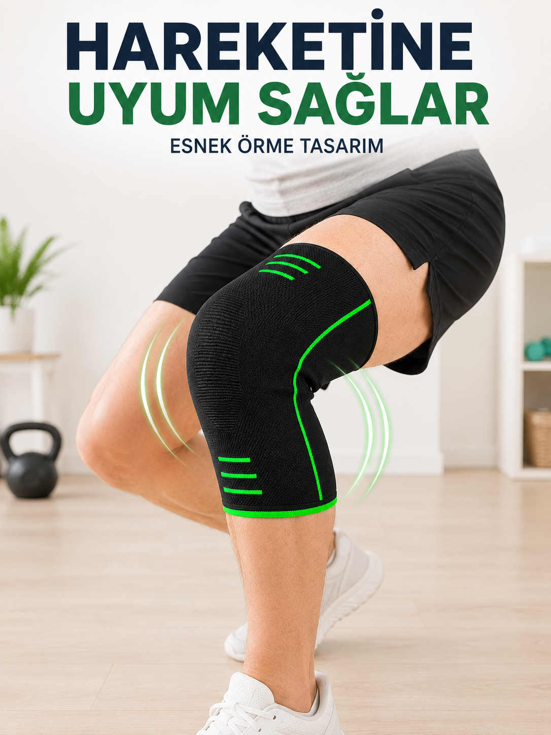Nefes Alabilen Örme Dizlik Esnek Yapılı Spor ve Egzersiz Dizliği