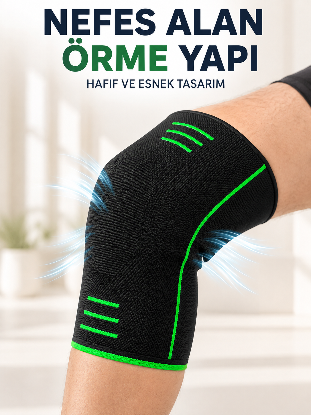 Örme Dizlik Esnek Nefes Alabilen Günlük Spor Diz Desteği