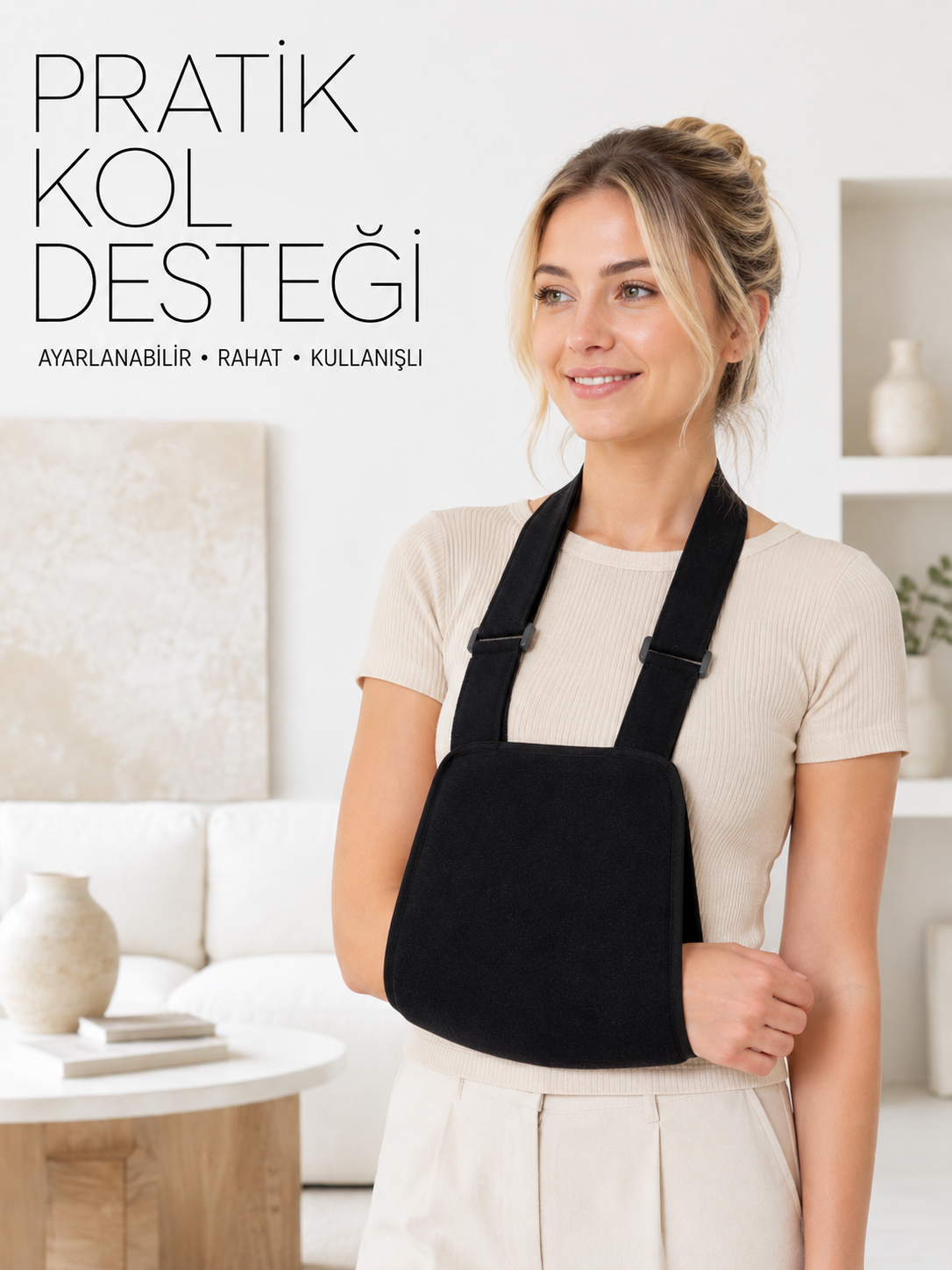 Kol Askısı Omuz Destekleyici Ayarlanabilir Taşıma Askısı Siyah